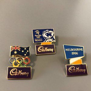 3 PC CADBURY BRIDGE PUZZLE SET 1956 MELBOURNE TO 2000 OLYMPIC PINS